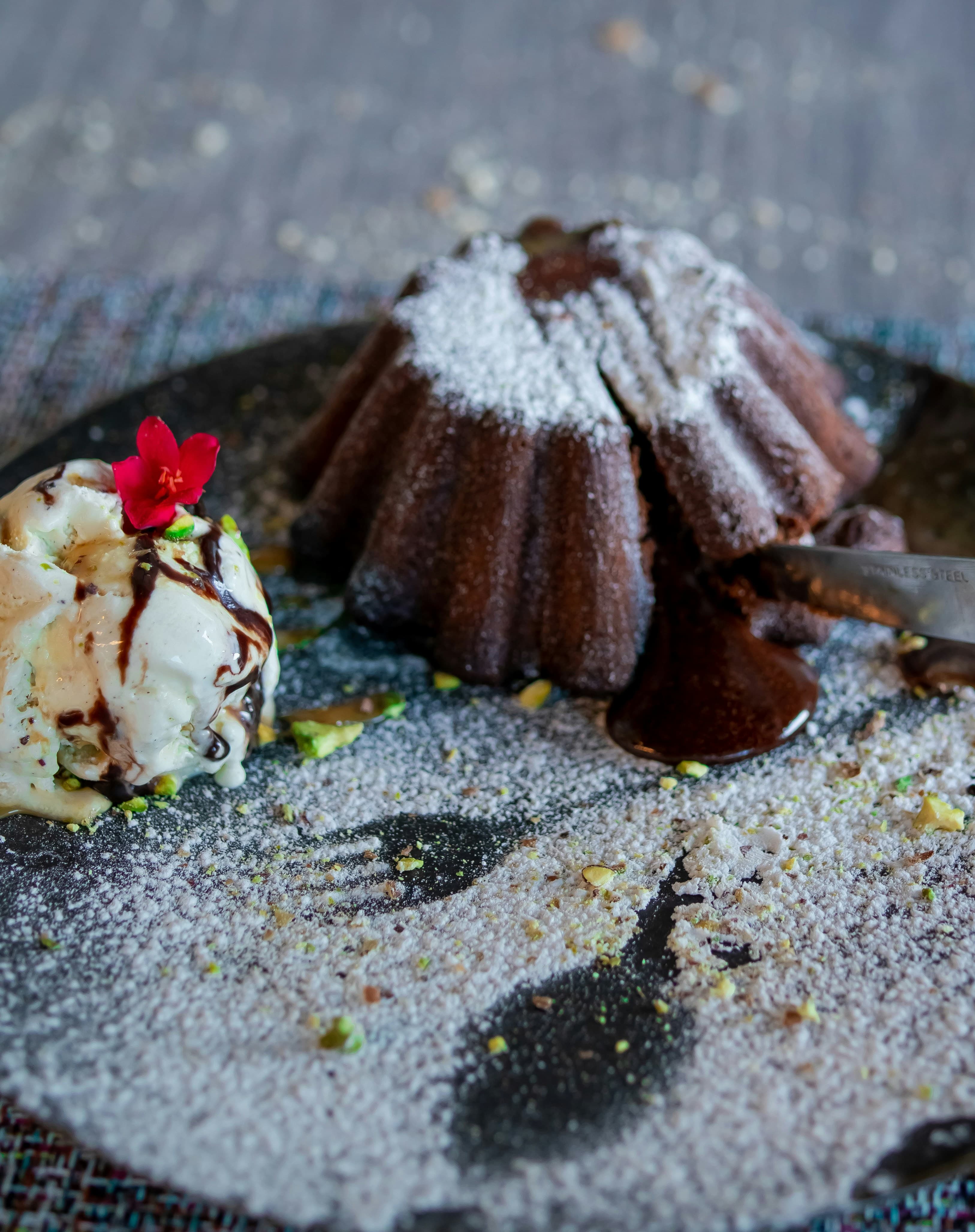 Dark chocolate fondant with salted caramel